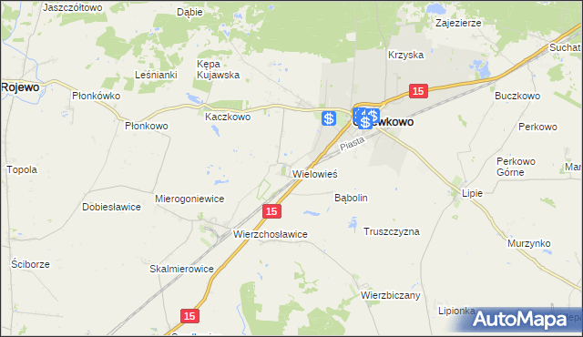 mapa Wielowieś gmina Gniewkowo, Wielowieś gmina Gniewkowo na mapie Targeo