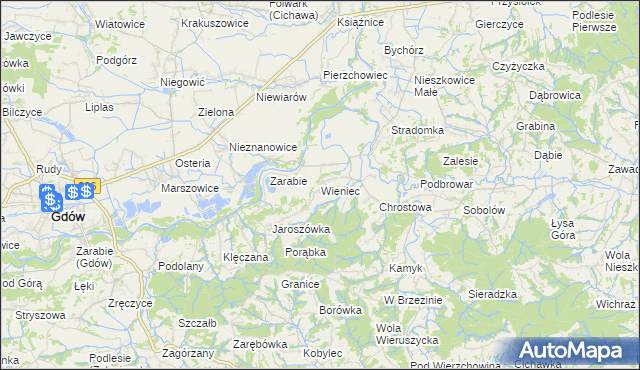 mapa Wieniec gmina Gdów, Wieniec gmina Gdów na mapie Targeo