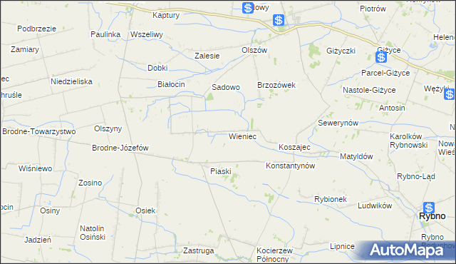 mapa Wieniec gmina Iłów, Wieniec gmina Iłów na mapie Targeo