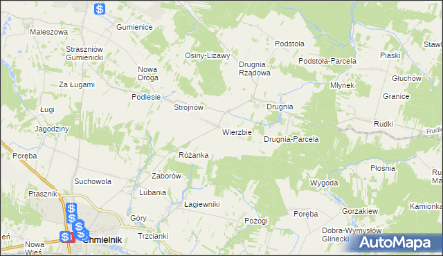 mapa Wierzbie gmina Pierzchnica, Wierzbie gmina Pierzchnica na mapie Targeo