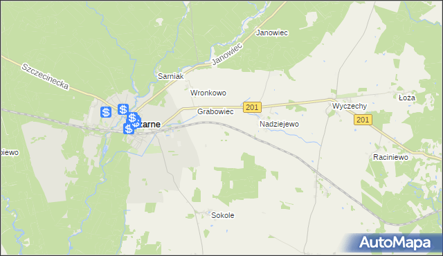 mapa Wierzbnik gmina Czarne, Wierzbnik gmina Czarne na mapie Targeo