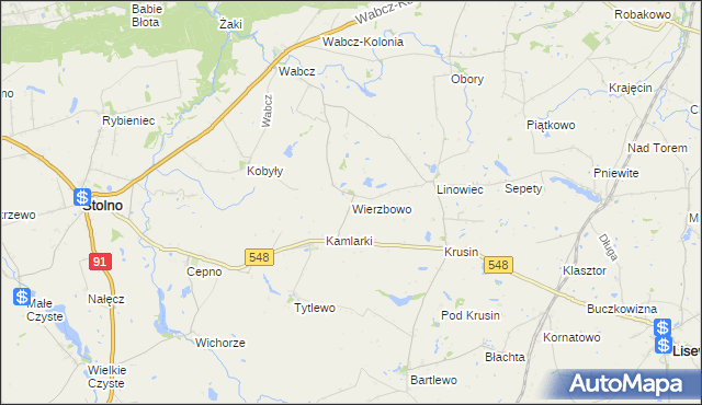 mapa Wierzbowo gmina Lisewo, Wierzbowo gmina Lisewo na mapie Targeo