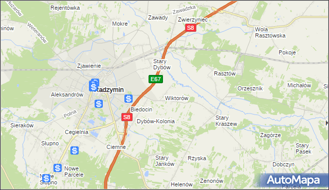 mapa Wiktorów gmina Radzymin, Wiktorów gmina Radzymin na mapie Targeo