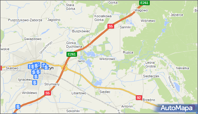 mapa Wiktorowo gmina Kostrzyn, Wiktorowo gmina Kostrzyn na mapie Targeo