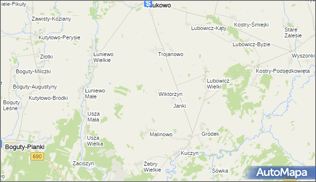 mapa Wiktorzyn gmina Klukowo, Wiktorzyn gmina Klukowo na mapie Targeo