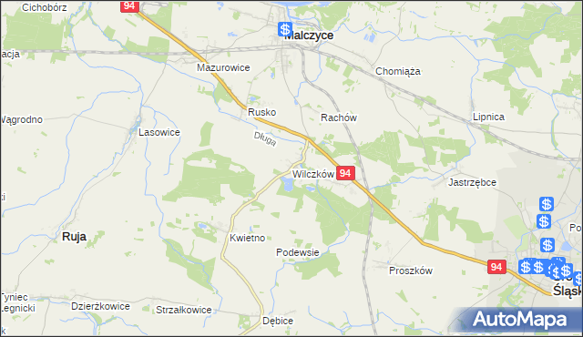 mapa Wilczków gmina Malczyce, Wilczków gmina Malczyce na mapie Targeo