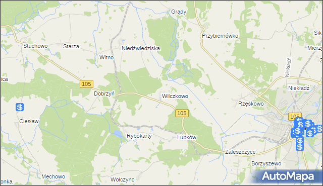 mapa Wilczkowo gmina Gryfice, Wilczkowo gmina Gryfice na mapie Targeo