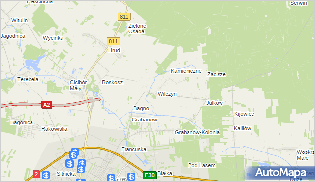 mapa Wilczyn gmina Biała Podlaska, Wilczyn gmina Biała Podlaska na mapie Targeo