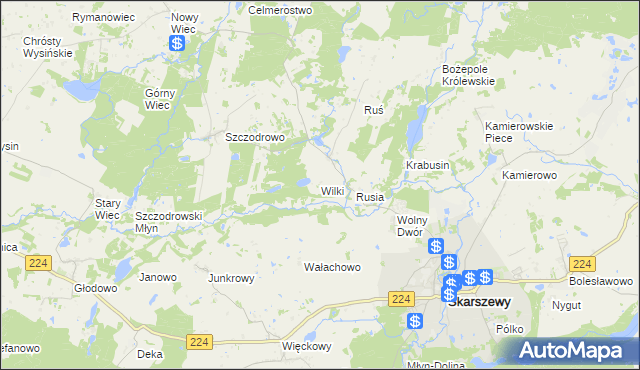 mapa Wilki gmina Skarszewy, Wilki gmina Skarszewy na mapie Targeo