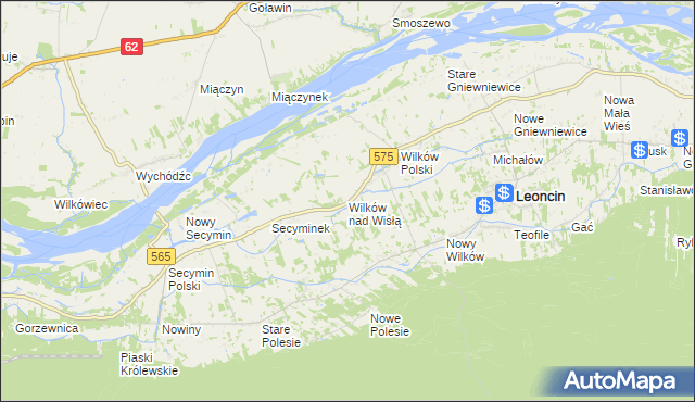 mapa Wilków nad Wisłą, Wilków nad Wisłą na mapie Targeo