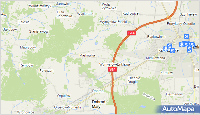 mapa Wincentów gmina Dobroń, Wincentów gmina Dobroń na mapie Targeo