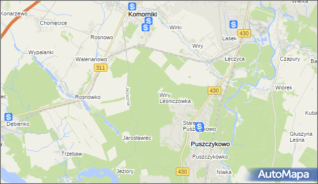 mapa Wiry Leśniczówka, Wiry Leśniczówka na mapie Targeo
