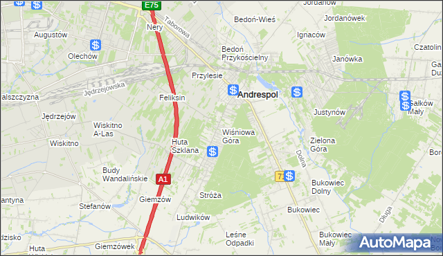 mapa Wiśniowa Góra, Wiśniowa Góra na mapie Targeo