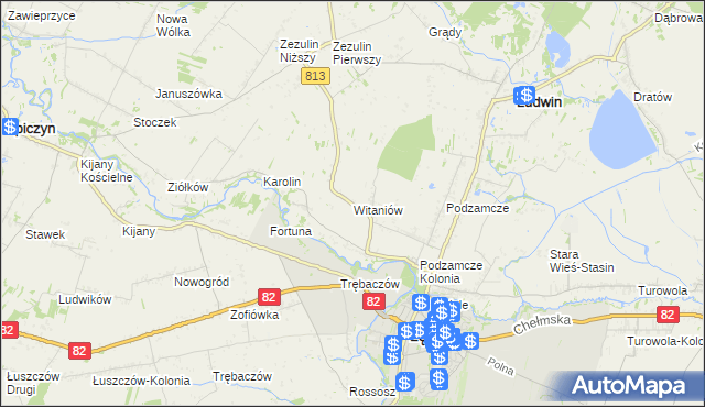 mapa Witaniów, Witaniów na mapie Targeo