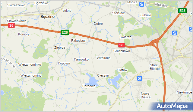 mapa Witolubie, Witolubie na mapie Targeo