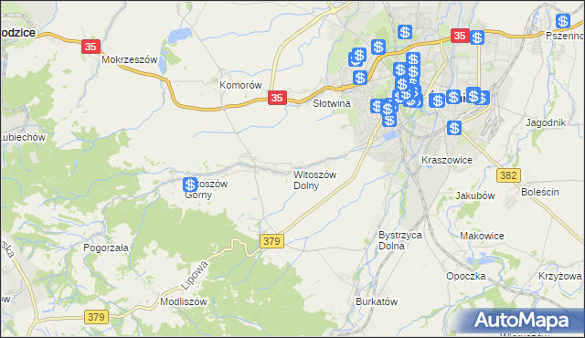 mapa Witoszów Dolny, Witoszów Dolny na mapie Targeo
