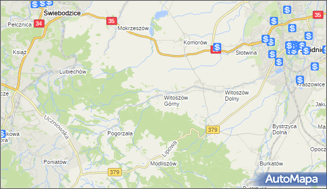 mapa Witoszów Górny, Witoszów Górny na mapie Targeo