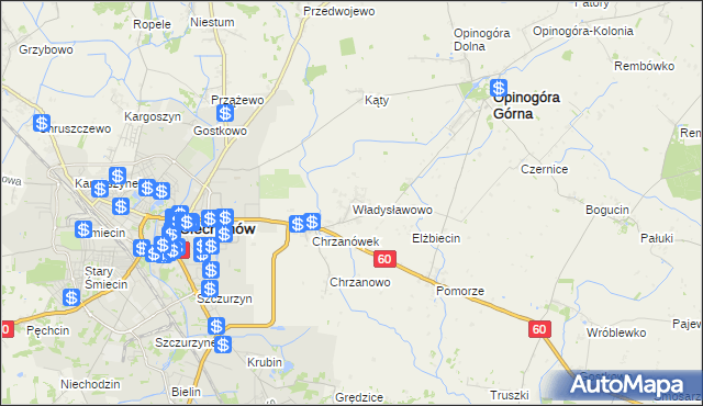 mapa Władysławowo gmina Opinogóra Górna, Władysławowo gmina Opinogóra Górna na mapie Targeo