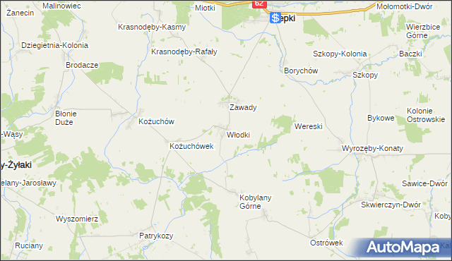 mapa Włodki gmina Repki, Włodki gmina Repki na mapie Targeo