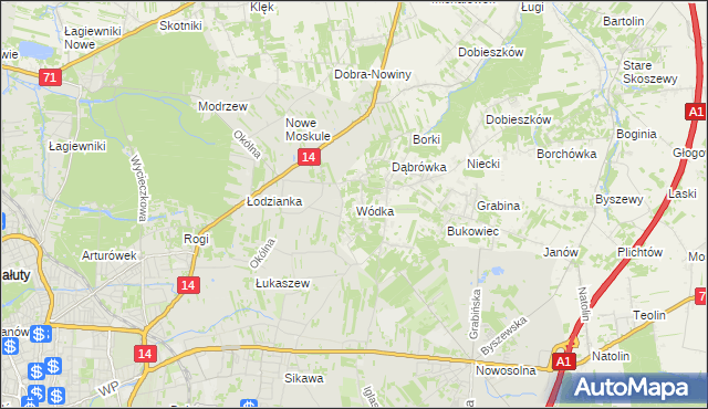 mapa Wódka gmina Nowosolna, Wódka gmina Nowosolna na mapie Targeo