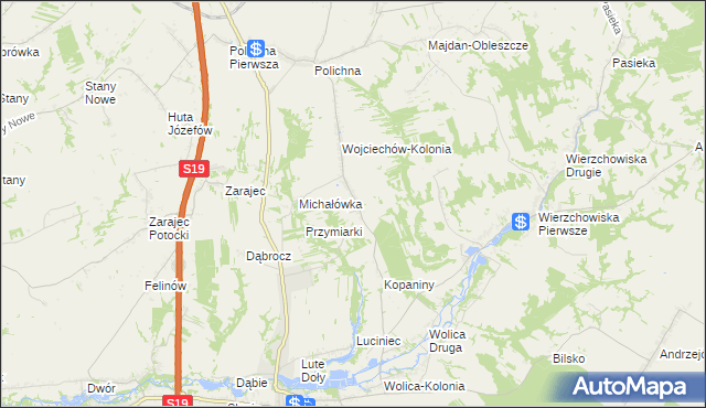 mapa Wojciechów gmina Szastarka, Wojciechów gmina Szastarka na mapie Targeo