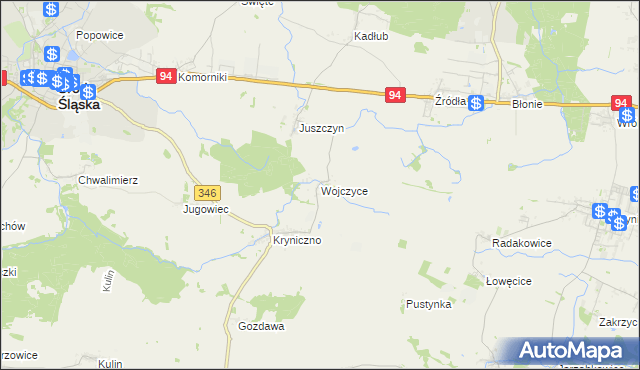 mapa Wojczyce, Wojczyce na mapie Targeo