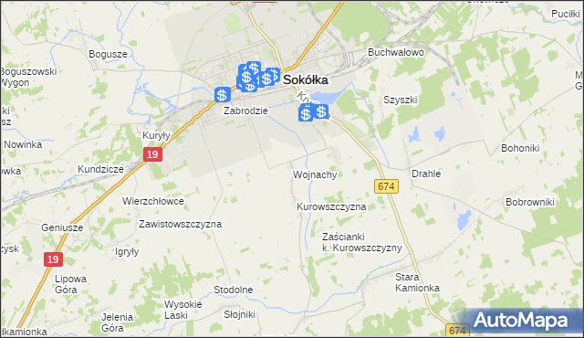 mapa Wojnachy, Wojnachy na mapie Targeo