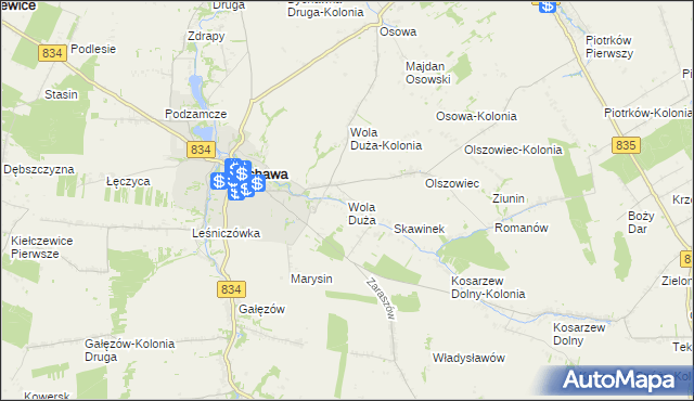 mapa Wola Duża gmina Bychawa, Wola Duża gmina Bychawa na mapie Targeo