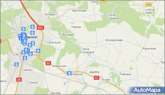 mapa Wola Książęca, Wola Książęca na mapie Targeo