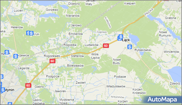 mapa Wola Łącka, Wola Łącka na mapie Targeo