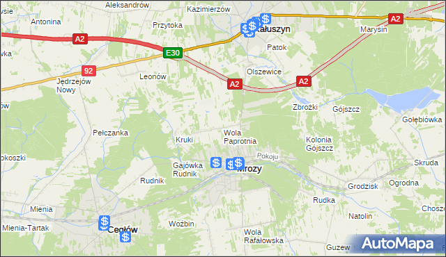 mapa Wola Paprotnia, Wola Paprotnia na mapie Targeo