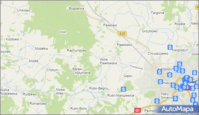 mapa Wola Pawłowska gmina Ciechanów, Wola Pawłowska gmina Ciechanów na mapie Targeo