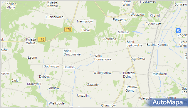 mapa Wola Pomianowa, Wola Pomianowa na mapie Targeo