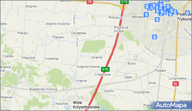 mapa Wola Rokszycka, Wola Rokszycka na mapie Targeo