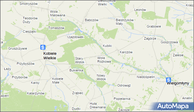 mapa Wola Rożkowa, Wola Rożkowa na mapie Targeo