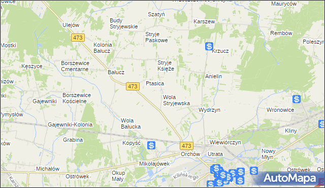 mapa Wola Stryjewska, Wola Stryjewska na mapie Targeo