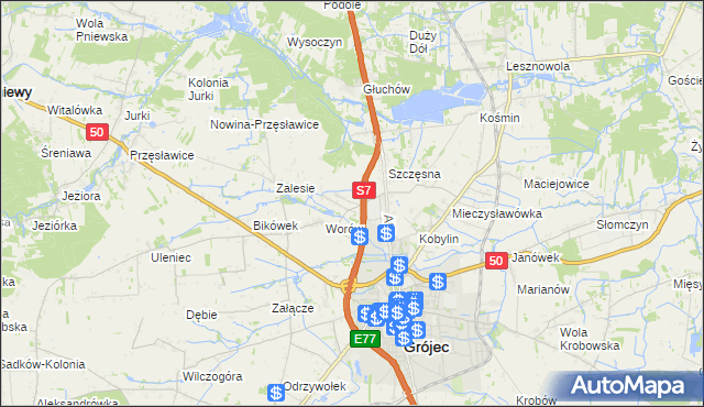 mapa Wola Worowska, Wola Worowska na mapie Targeo