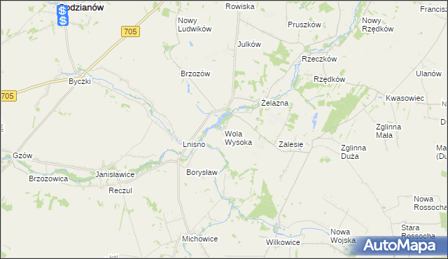 mapa Wola Wysoka gmina Skierniewice, Wola Wysoka gmina Skierniewice na mapie Targeo
