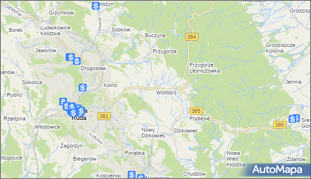 mapa Wolibórz, Wolibórz na mapie Targeo