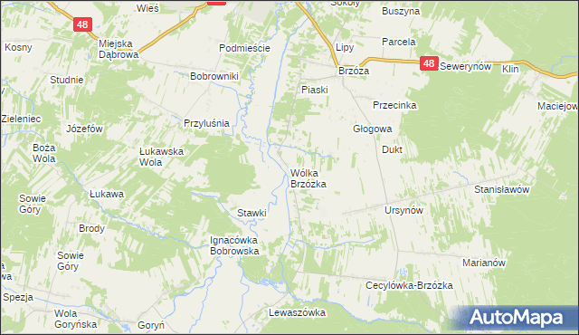 mapa Wólka Brzózka, Wólka Brzózka na mapie Targeo