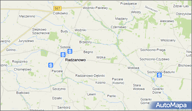 mapa Wólka gmina Radzanowo, Wólka gmina Radzanowo na mapie Targeo