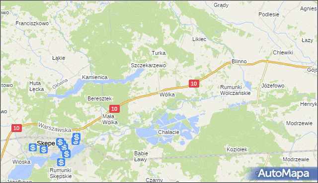 mapa Wólka gmina Skępe, Wólka gmina Skępe na mapie Targeo