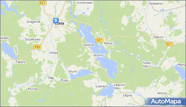 mapa Worliny, Worliny na mapie Targeo