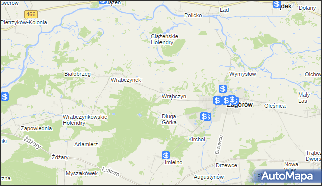 mapa Wrąbczyn, Wrąbczyn na mapie Targeo