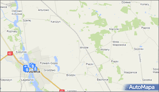 mapa Wróble gmina Kruszwica, Wróble gmina Kruszwica na mapie Targeo