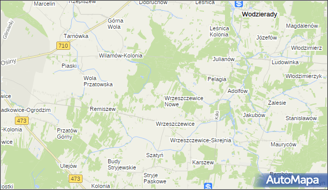 mapa Wrzeszczewice Nowe, Wrzeszczewice Nowe na mapie Targeo