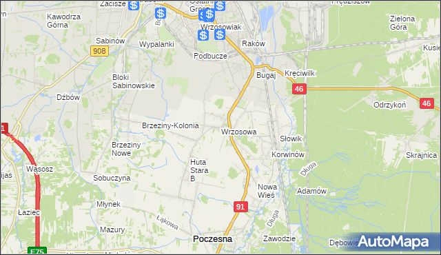 mapa Wrzosowa, Wrzosowa na mapie Targeo