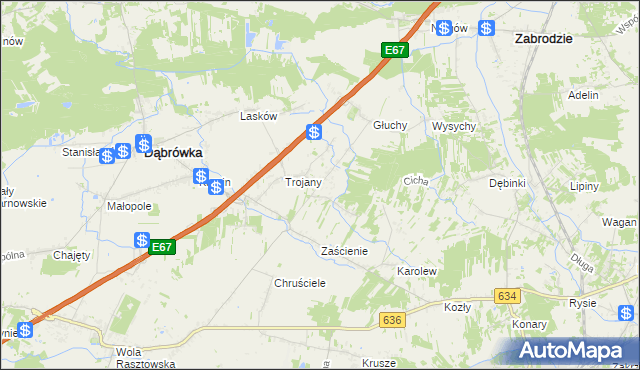 mapa Wszebory gmina Dąbrówka, Wszebory gmina Dąbrówka na mapie Targeo