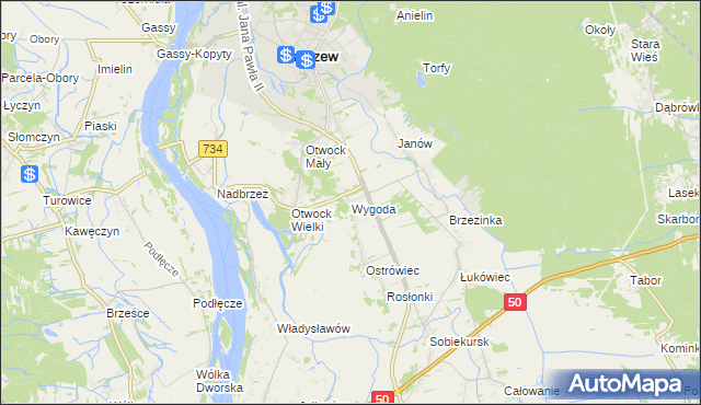 mapa Wygoda gmina Karczew, Wygoda gmina Karczew na mapie Targeo