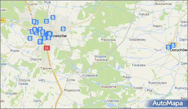 mapa Wygoda Tokarska, Wygoda Tokarska na mapie Targeo